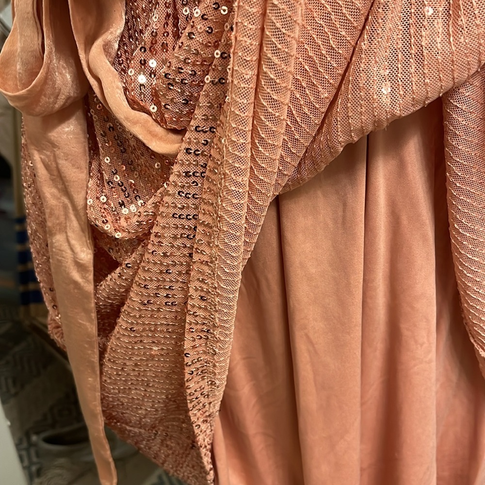 Lost in the 🔥 
NWT LC Lauren Conrad Shimmering Peach Sequined Minidress - Picture 5 of 7